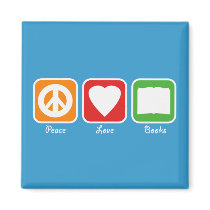 Retro Peace, Love, Books Magnet (Dark) by HesedBooks Retro Peace, Love, Books Magnet (Dark)