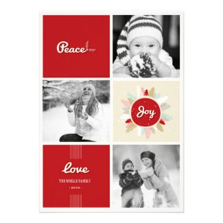 Retro Peace Love Joy Holiday Photo Greetings Card