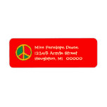 Retro Peace Sign in Bright Return Address Labels