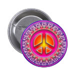 RETRO PEACE SIGN ORNAMENT PINBACK BUTTON