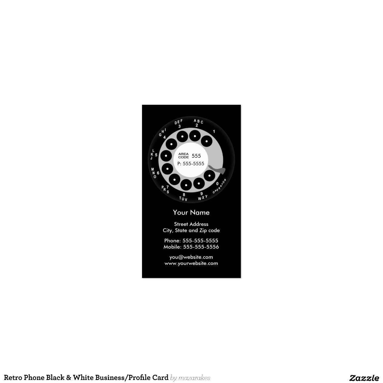 Retro Phone Black & White Business/Profile Card DoubleSided Standard