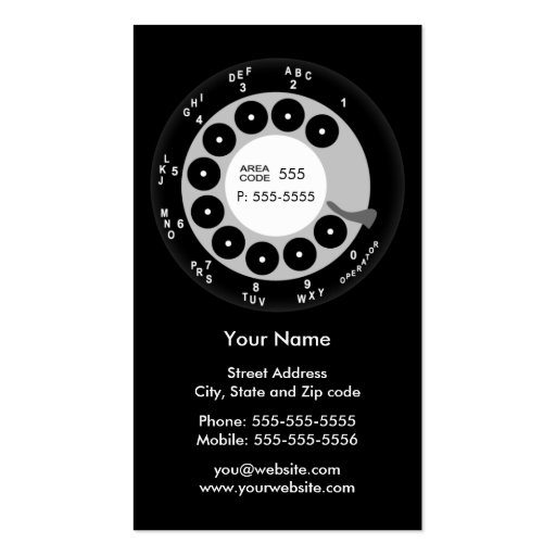 Retro Phone Black & White Business/Profile Card Business Card Templates (front side)