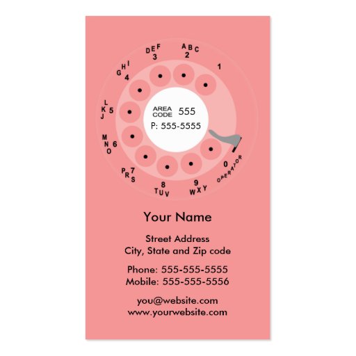 Retro Phone Pink Business/Profile Card Business Card Template (front side)