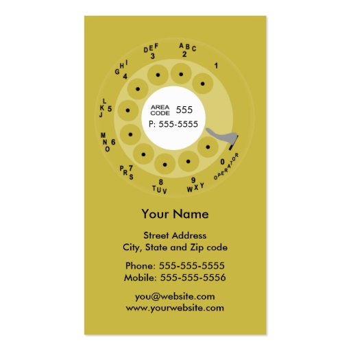 Retro Phone Yellow Business/Profile Card Business Card Template (front side)