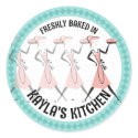 Retro pie girl baking from my kitchen bakery st... sticker