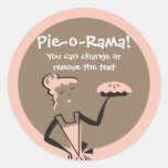 Retro pie girl baking from my kitchen bakery st... round stickers