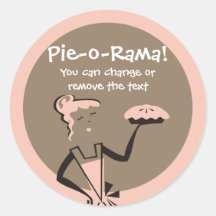 Retro pie girl baking from my kitchen bakery st... round stickers