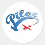 Retro Pilot graphic with Blue Text Sticker