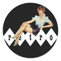 Retro Pin Up Round Sticker
