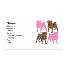 Retro Pink and Brown Paisley Pugs Business Card Template