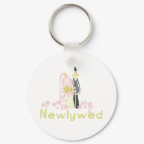 Retro Pink and Green Newlywed keychains