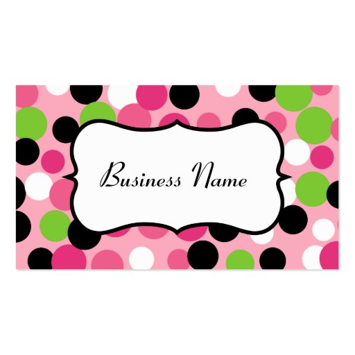 Retro Pink and Lime Business Cards (front side)