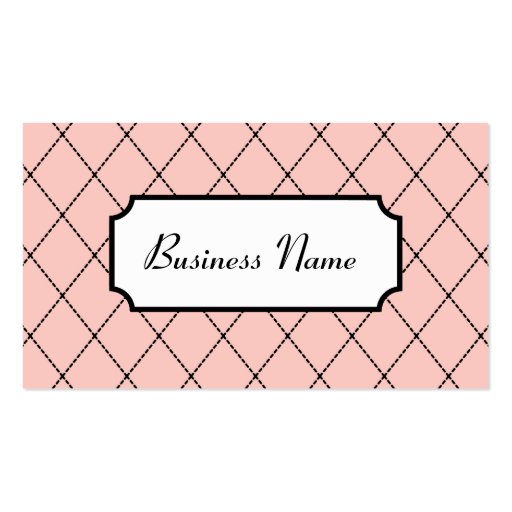 Retro Pink Argyle Business Cards (front side)