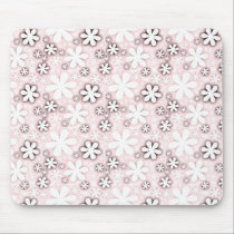 retro pink black flowers mousepads