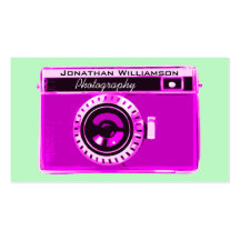 Retro Pink Camera Photography Business Cards