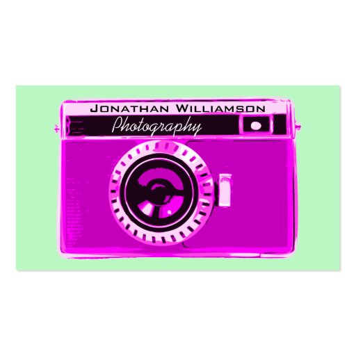 Retro Pink Camera Photography Business Cards (front side)