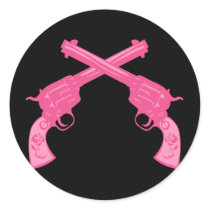 Retro Pink Crossed Pistols stickers