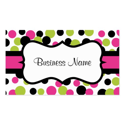 Retro Pink Dots Business Card (front side)