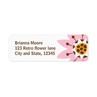 Retro pink flower return address label