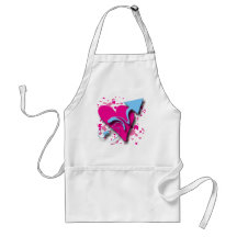 RETRO PINK HEART AND ARROW APRON