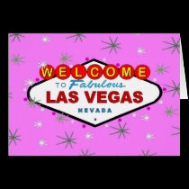Retro Pink Las Vegas Merry Christmas Card