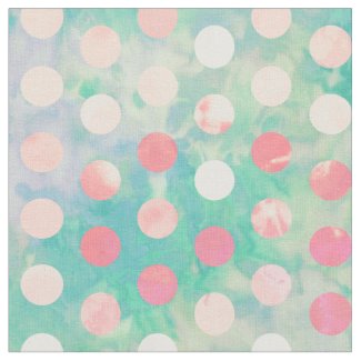 Retro Pink Polka Dots Hipster Turquoise Pattern Fabric