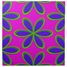 Retro Pink Purple Psychedelic Flowers Printed Napkin