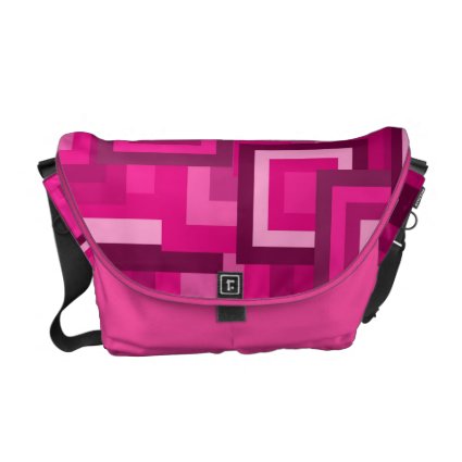 Retro Pink Squares Pattern Messenger Bag