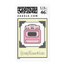 Retro Pink Stove Postage Stamp