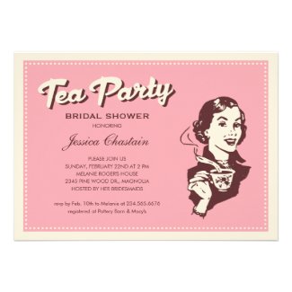 Retro Pink Tea Party Invitations