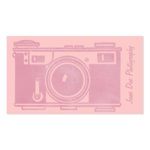 Retro Pink Vintage Film Camera Business Card (front side)