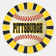 RETRO PITTSBURGH BASEBALL ROUND STICKERS