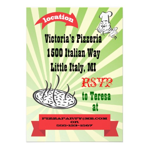 Retro Pizza Party Custom Invite