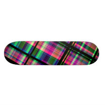 "Retro Plaid" Fractal Art Custom Skateboard