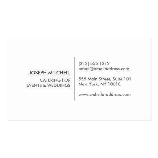Retro Plate Logo for Chefs, Catering, Restaurants Business Card (back side)