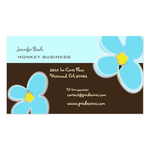 Retro plumerias + chocolate/DIY background color Business Card Templates (back side)