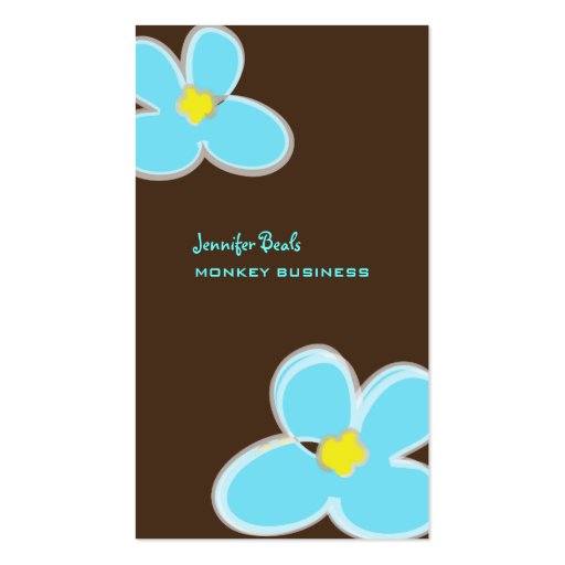 Retro plumerias + chocolate/DIY background color Business Card Templates