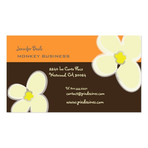 Retro plumerias/cream+tangerine/DIY colors! Business Cards (back side)