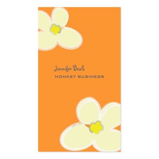 Retro plumerias/cream+tangerine/DIY colors! Business Cards (front side)