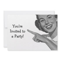Retro Pointing Woman invitations