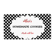 Retro Polka Dot Personalized Homemade Cookies Custom Shipping Label