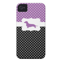 Retro Polka Dot w/Dachshund Case-Mate iPhone 4 Cases