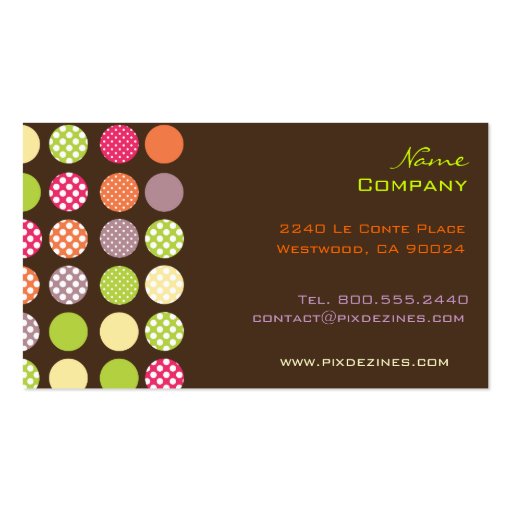 Retro Polka dots business cards (front side)