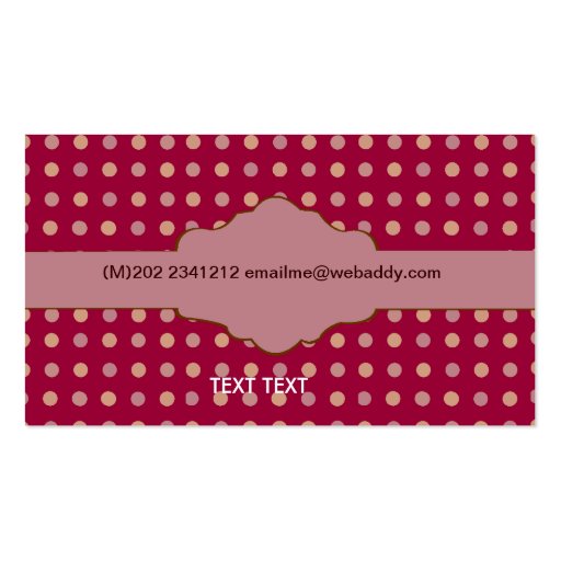 Retro Polkadots Classic Business Card Template (back side)