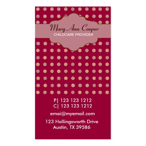 Retro Polkadots Classic Business Card Template (front side)
