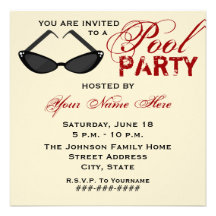 Retro Pool Party Invitation Cat Eye Sunglasses