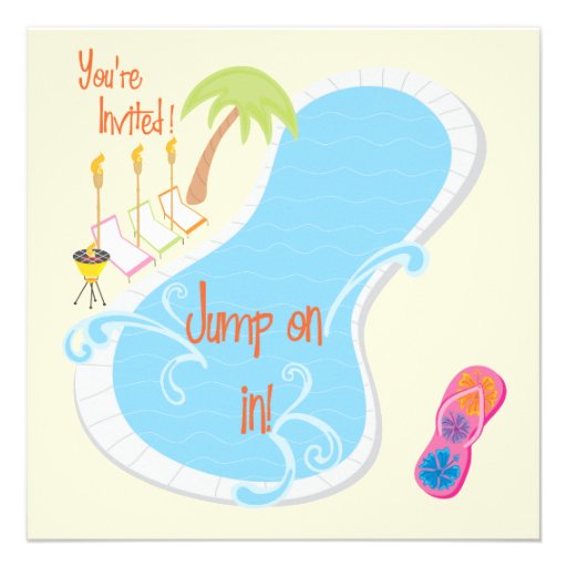 Retro Pool Party Invitations