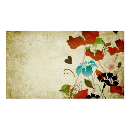 Retro poppies Business Card (front side)