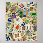 Retro Postage Stamp Collage Collection Poster