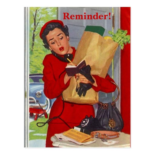 Retro Postcard Busy Lady Appointment Reminder PC